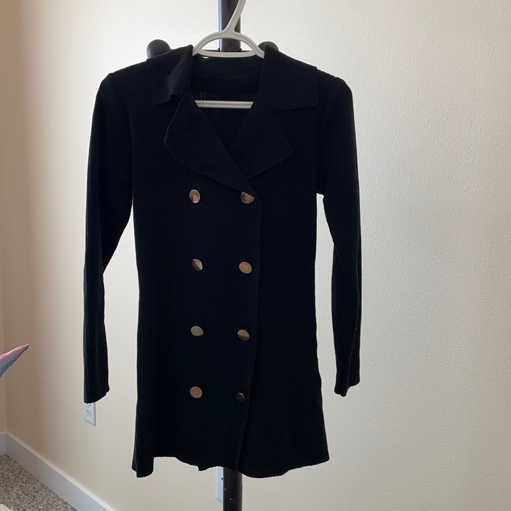 Navy blue v-neck waist long top